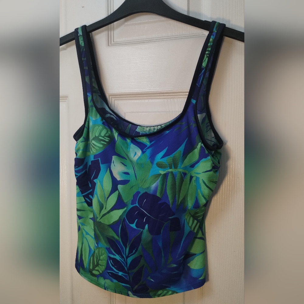 Baltex Blue/Green Tropical Leaf Swim Top